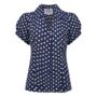 Judy Blouse In Navy Polka Dot Vintage 1940s Style, thumbnail 1 of 2