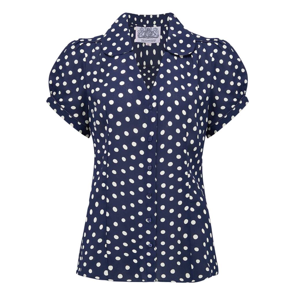 Judy Blouse In Navy Polka Dot Vintage 1940s Style By The Seamstress of ...