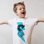 Kids Personalised Superhero White T Shirt, thumbnail 1 of 3