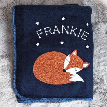 Fox Personalised Baby Blanket New Baby Gift, 4 of 4