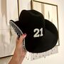 Birthday Pearl And Diamante Personalised Cowboy Hat, thumbnail 2 of 3