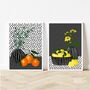 Oranges And Lemons Against A Spotty Background, thumbnail 4 of 12