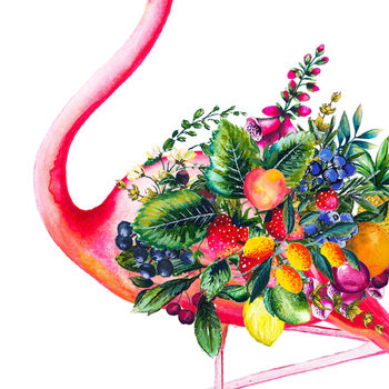 Fruity Flamingo Illustrated Print, 5 of 7