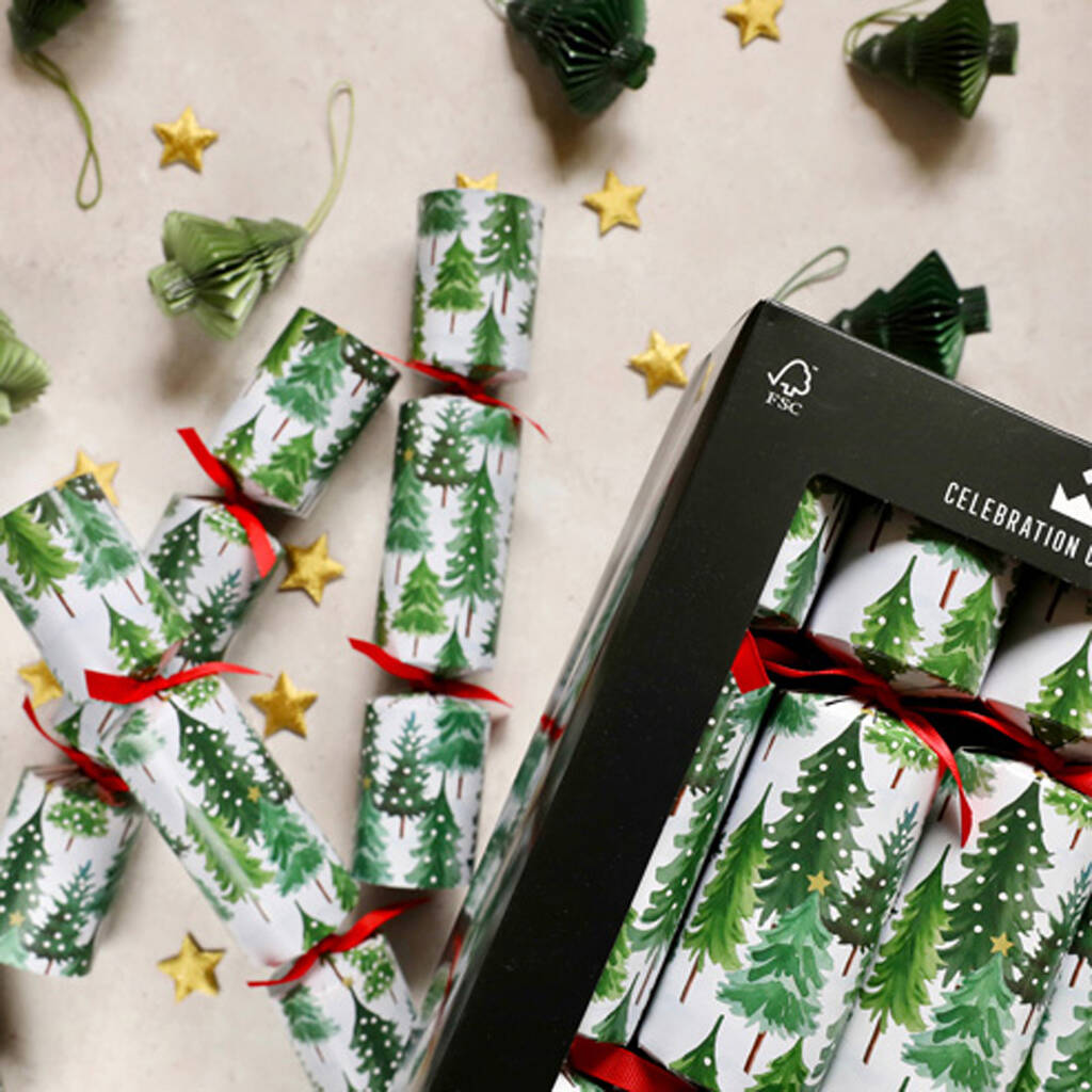 Luxury Green Christmas Tree Crackers Set Of Eight, 1 of 4