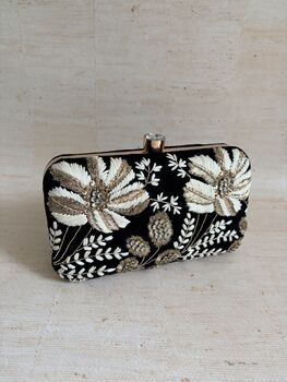 Black Velvet Floral Clutch Bag, 5 of 10