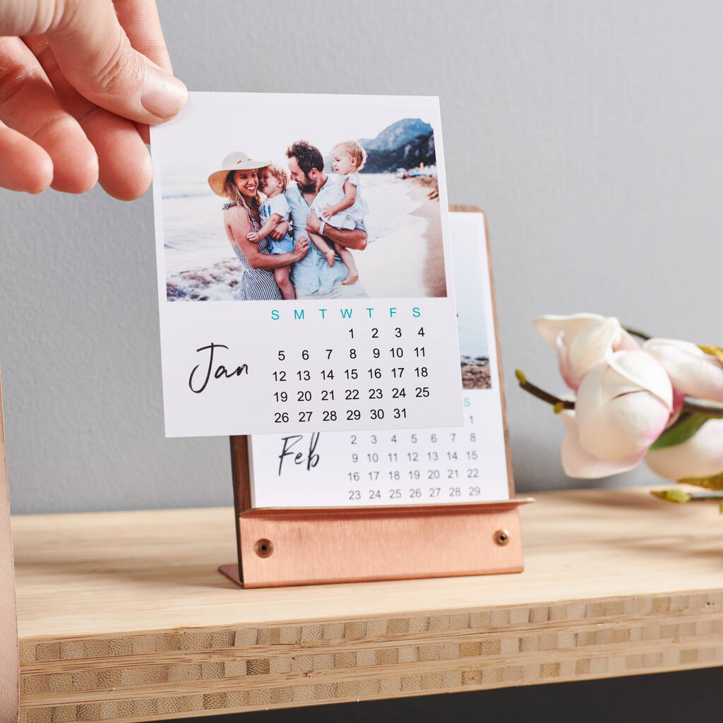 Personalised Copper And Walnut Photo Calendar, 1 of 3