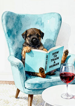 Your Own Dog Reading Book Wall Art Print, Customise Colours And Book Title, 8 of 12