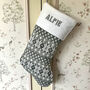 Personalised Pink/Grey Nordic Knitted Christmas Stocking, thumbnail 5 of 8