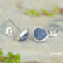 Raw Sapphire Stud Earrings In Sterling Silver, thumbnail 2 of 3