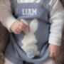 Pale Blue Luxury Knitted Bunny Dungarees, thumbnail 4 of 5