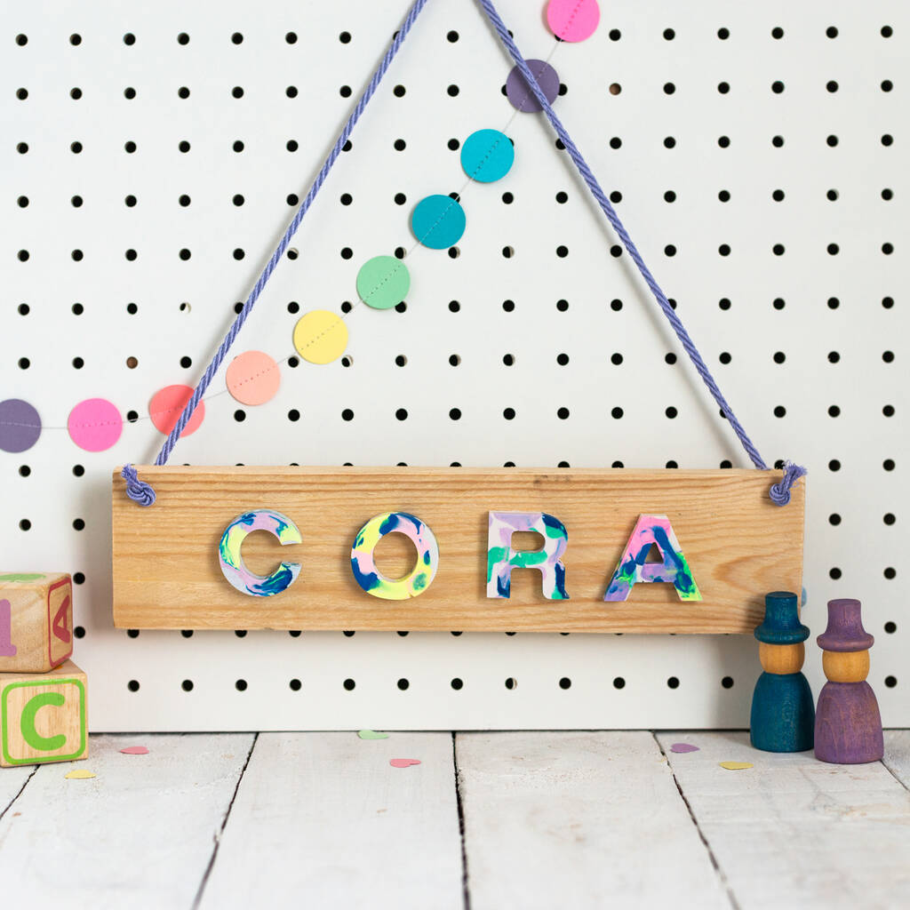 Jesmonite And Reclaimed Wood Door Name Plaque By Nine Angels