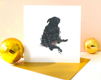 Black Pug 'Happy Howlidays ' Christmas Card, 2 of 5