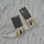 Black Onyx, Raw Sapphire Sterling Silver Earrings, thumbnail 5 of 8