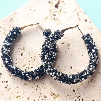 Black Crystal Cluster Effect Hoops, 2 of 2