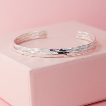 Thin Hammered Cuff In Sterling Silver, 4 of 8