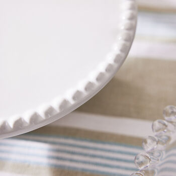 White Ceramic Cake Stand With Beaded Edge, 5 of 6
