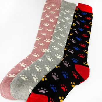 Personalised Birthday Paw Print Welly Socks With Gold Foil Label, 4 of 10