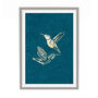 Gold Turquoise Hummingbird Silhouettes Art Print Two, thumbnail 4 of 5