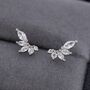 Sterling Silver Mini Marquise Cz Internally Threaded Flat Back Earrings, thumbnail 1 of 12