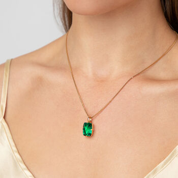 Green Swarovski Crystal Rectangle Pendant Necklace, 3 of 3