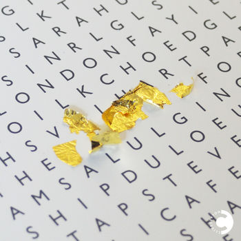Personalised Word Search Silkscreen Print In 24ct Gold, 2 of 8