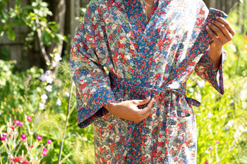 Long Kimono Robe Thorpe Made With Liberty Fabric, 5 of 8
