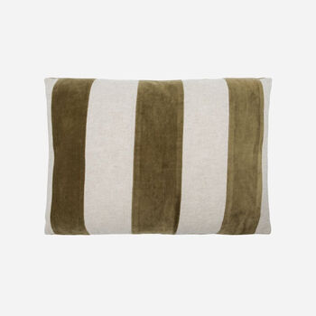 Amber Linen And Velvet Cushion In Olive, 2 of 4