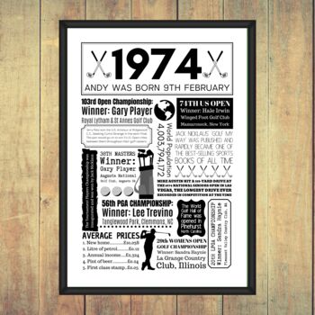 Personalised 50th Birthday Golf Print, 5 of 8