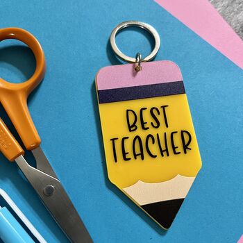 Personalised Best Teacher Thank You Pencil Keyring, 2 of 3