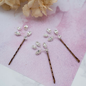Set Of Three Diamante Bridal Hair Pins, 4 of 4