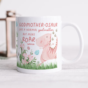Personalised Godmother Mug 'Godmotherosaur', 4 of 5