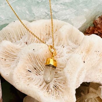 'En Pointe' Clear Quartz Gold Plated Necklace, 4 of 6