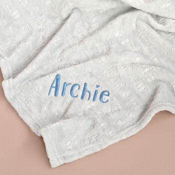 Personalised Grey Embossed Letters Blanket For Baby, 5 of 9