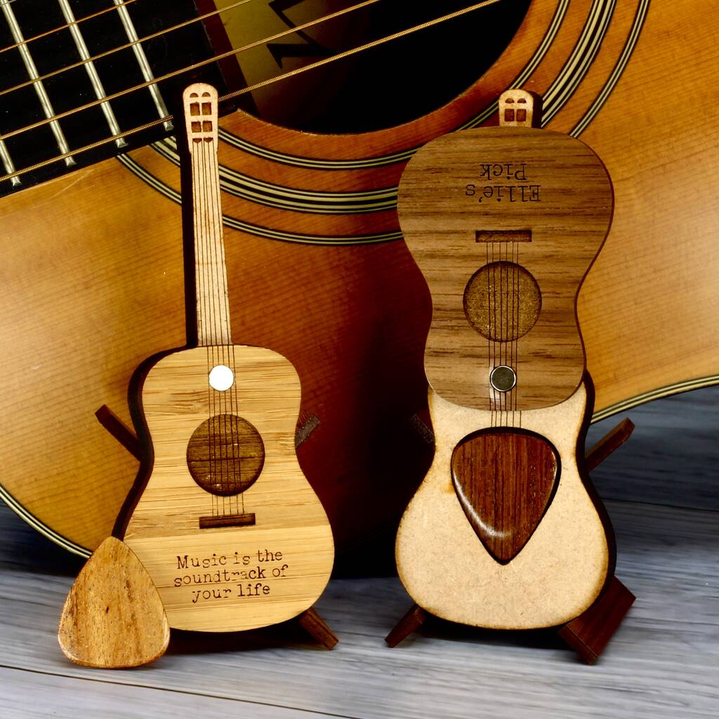 Personalised Mini Wood Guitar Pick Case, 1 of 9
