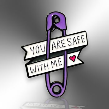 Large You Are Safe With Me Enamel Lapel Pin, Safety Pin Lgbtqia+ Ally Badge, Gay Pride Awareness Gift, 3 of 8