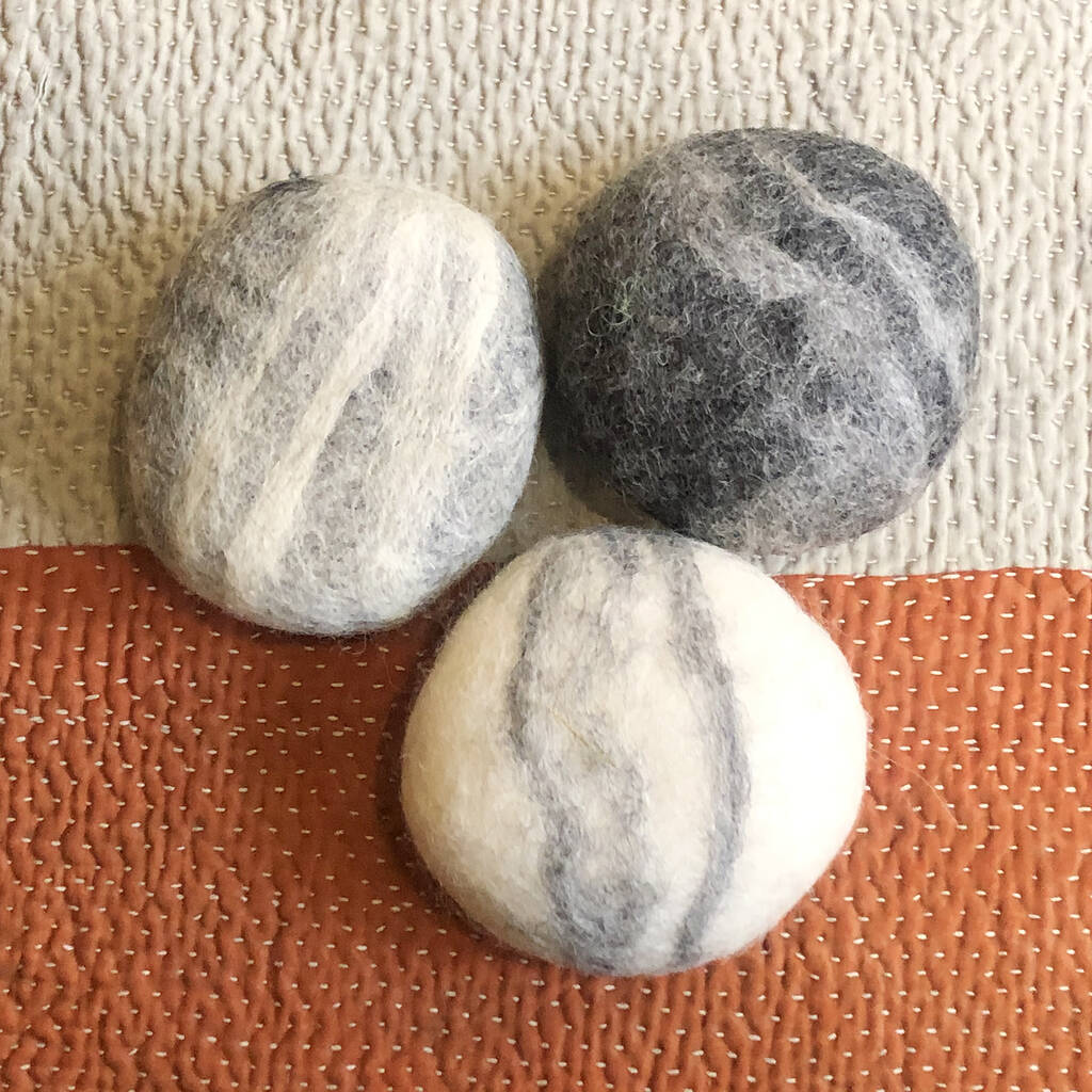 Fair Trade Eco Natural Wool Felted Soap Marble Pebble By Aura Que