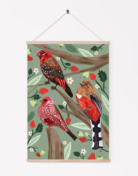 Red Birds And Strawberries Print, 2 of 3
