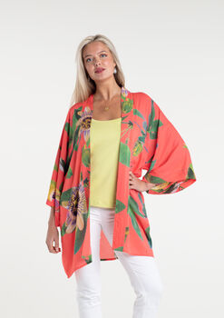 Passionflower Mid Length Kimono Coral, 4 of 4