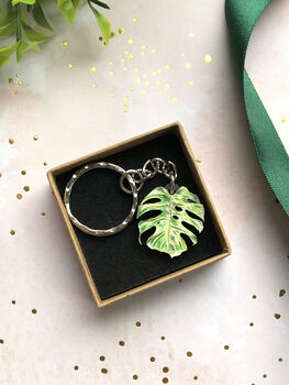 Plant Leaf Silver Plated Keyring Letterbox Gift Set, 2 of 12