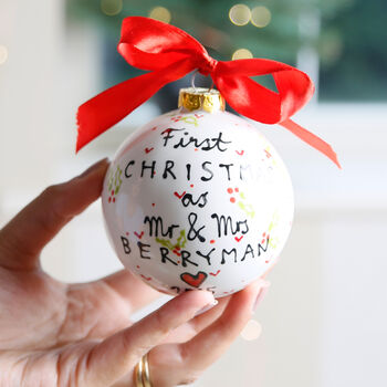 Personalised First Christmas As Mr And Mrs Bauble, 2 of 12