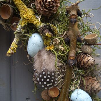 Spring Summer Feather Egg And Twig Wreath Wall Door, 3 of 4