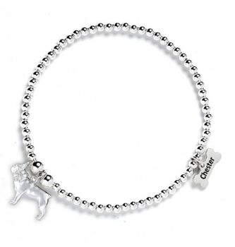 Sterling Silver French Bulldog Bracelet With 3D Charm, 2 of 7