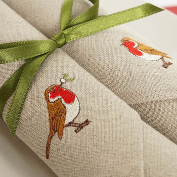 Mr And Mrs Robin Embroidered Napkins, 5 of 5