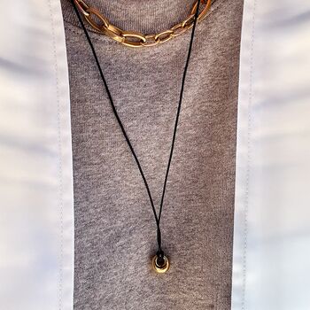 Mini Bead Drop On Black Cord Necklace, 3 of 4