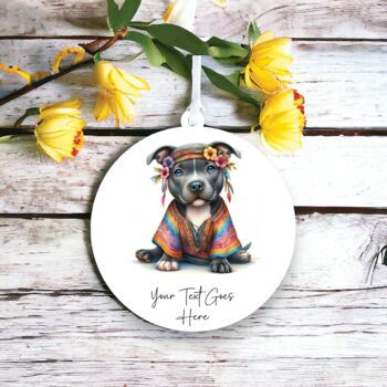 Personalised Bull Terrier Hippie Decoration, 2 of 2