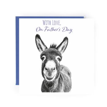 With Love On Father’s Day Funny Donkey Card – Cute And Humorous Donkey Father’s Day Card For Dad, 2 of 5
