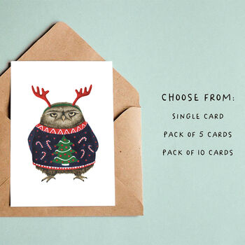 Grumpy Owl Christmas Cards, 2 of 8