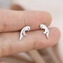 Sterling Silver Jumping Fox Stud Earrings, thumbnail 2 of 11