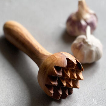 Mediterranean Olive Wood Garlic Masher, 2 of 4