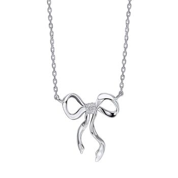 Silver Plated Ribbon Bow Crystal Necklace, 3 of 4